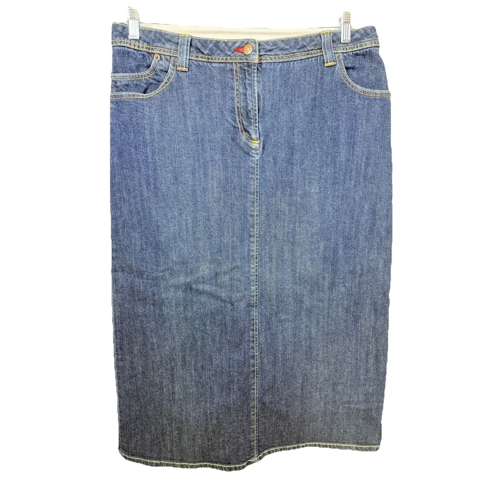 Boden Denim Pencil Skirt Womens‎ 18L Blue Stretch Midi Preppy Classic Academia